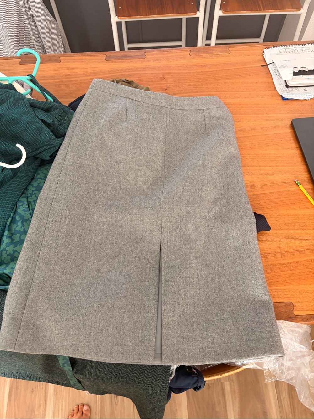 J. Crew Light Grey Pencil Skirt with Front Vent